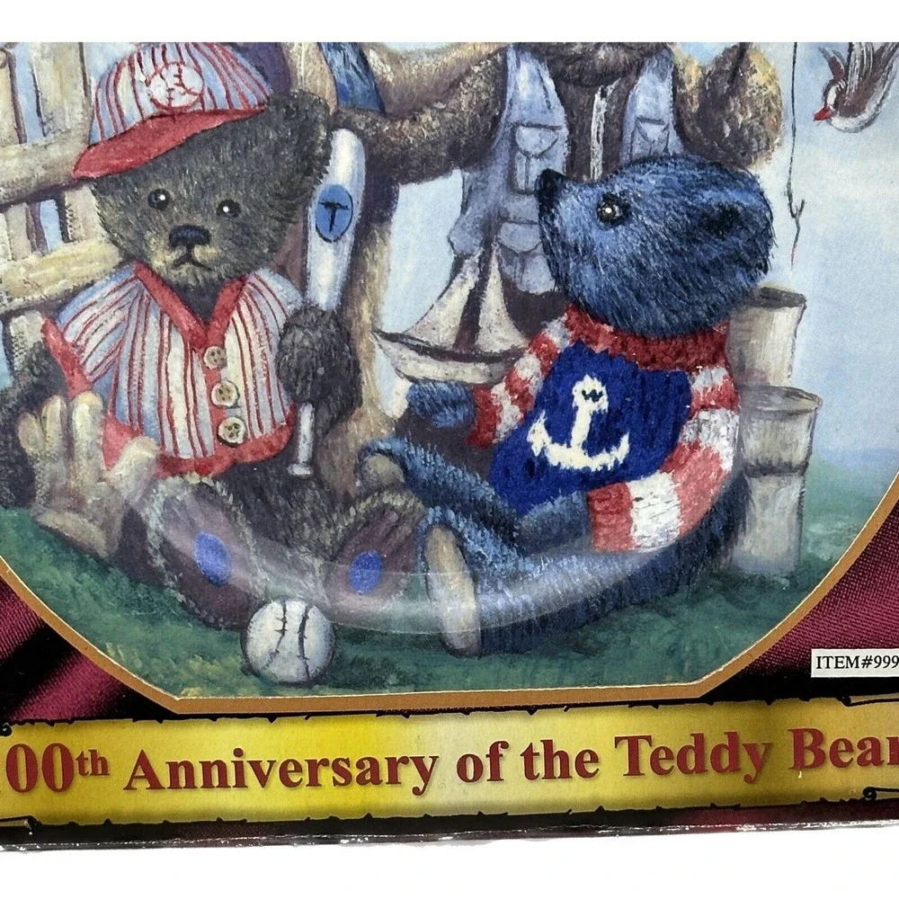 Vtg Dan Dee Anniversary of the Teddy Bear Collectors Plate Boys Baseball Fishing